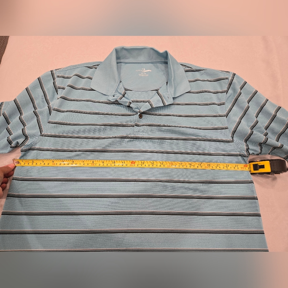 Men's Blue Striped Polo Shirt - Picture 3 of 4